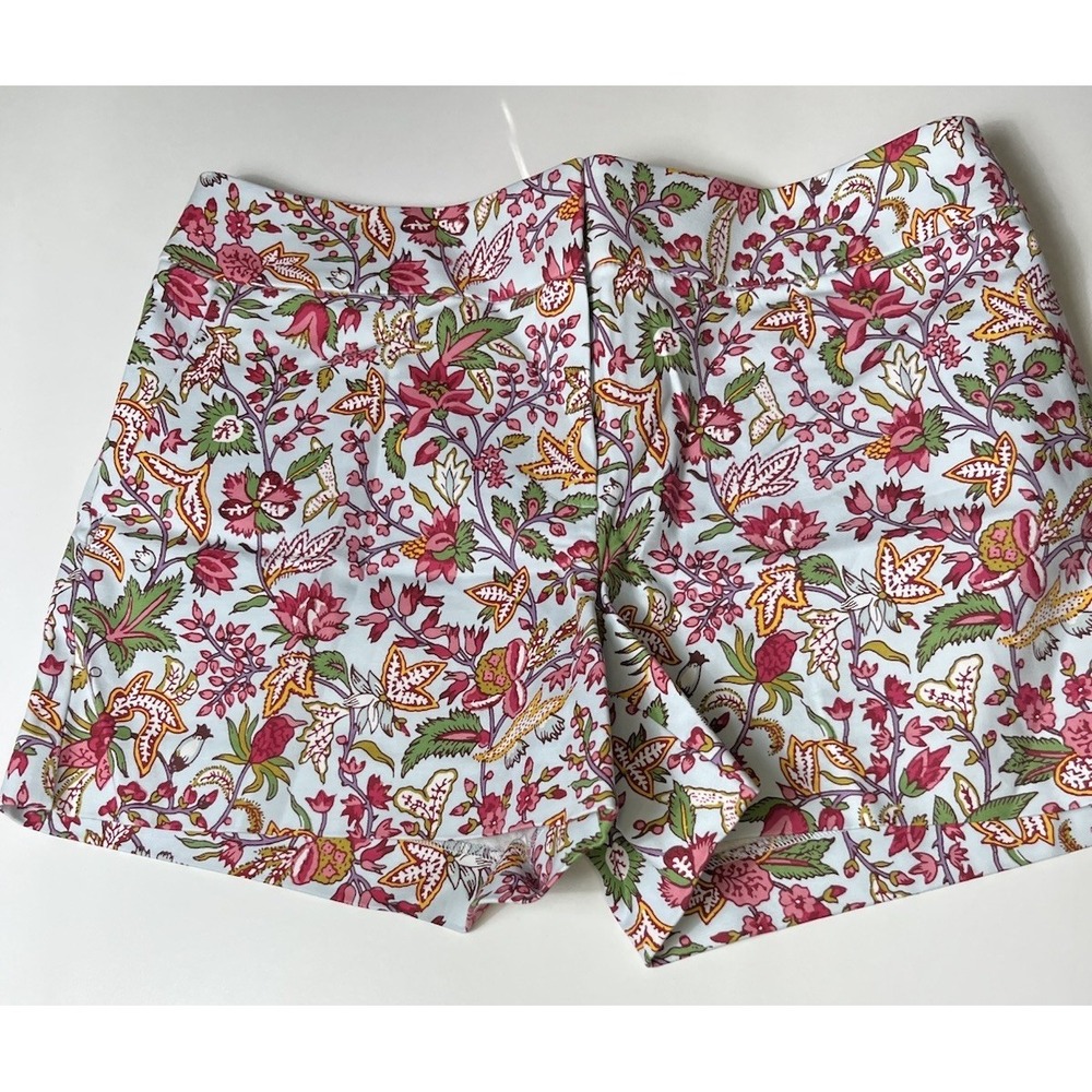 Preppy Floral Riviera LOFT Womens Shorts Cotton Blend 6 Multicolor